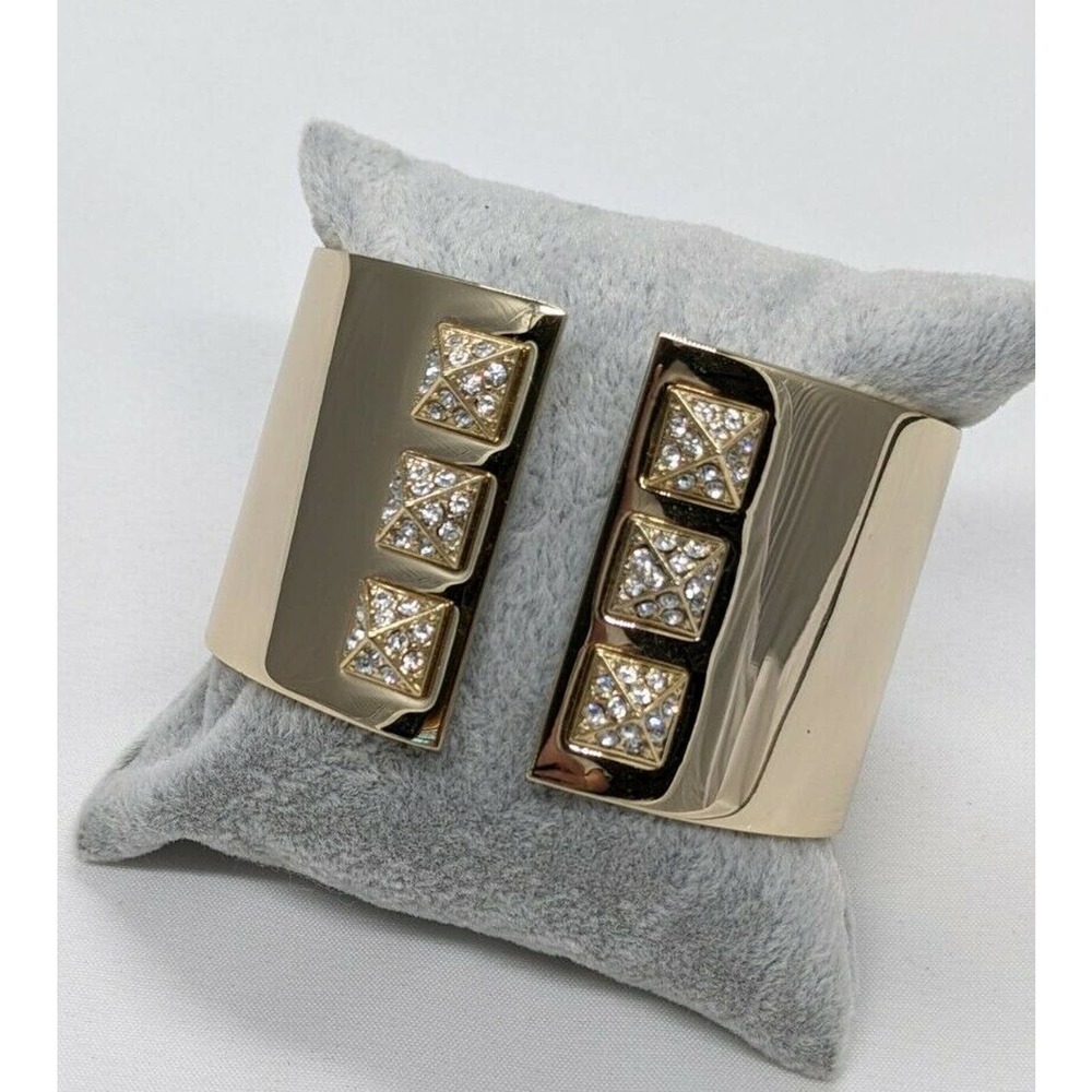 Victoria's Secret Scandalous Gold Tone Cuff Bracelet Rhinestone Stud